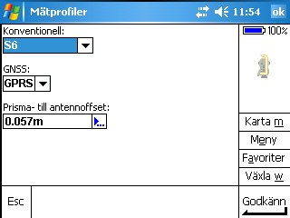 Konfigurering Mätprofil: IS Rover GPRS Vad man nu gör är att tala om vilka två mätprofiler man vill para ihop för att få den integrerade mätprofilen.