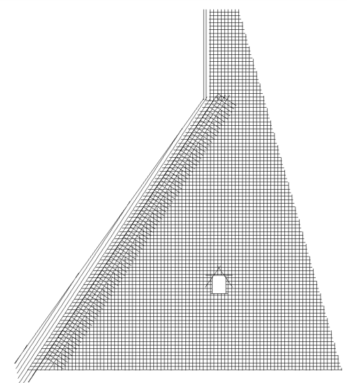 a) b) c) Figur 3-2 Numerisk FE modell som illustrerar inkluderade sprickplan samt förspänningskablar. a) b) Figur 3-3 Slakarmering modellerad som stångelement.