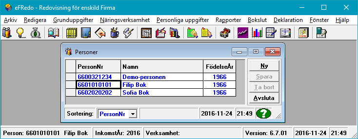 Manual efredo Sidan 10 (146) 2.3 Registrering av Personer För att kunna använda ingående funktioner och formulär i efredo ska först en eller flera personer registreras i formuläret Personer.