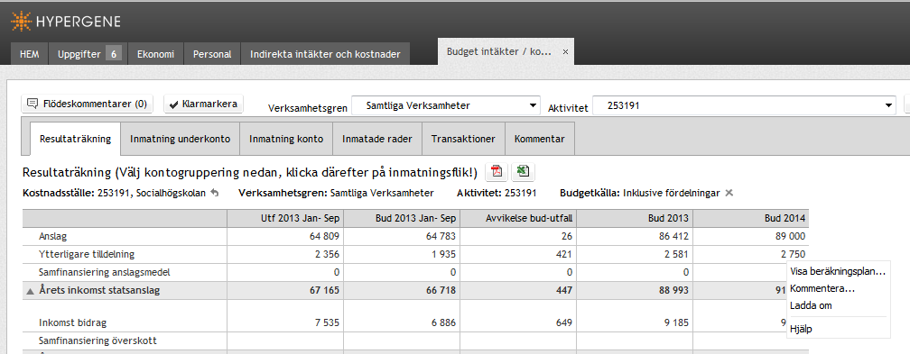 82 11 Kommentarer 11.1 Fliken Kommentar Här kan du lägga alla dina kommentarer. Dessa kan också skrivas ut rapporten Översikt kommentar 11.2 Flödeskommentarer Du kan lägga dina kommentarer här.