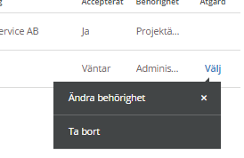 4. En inbjudan skickas till den inbjudne deltagarens e-post. Om deltagaren har en licens sedan innan kan den logga in i systemet och projektet ligger då under fliken mina projekt.