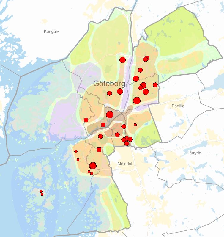 16/31 God måluppfyllelse avseende lokalisering av bostäder i blandstad Nästan alla planer med bostäder i föreslag till Produktionsplan 2016 ligger inom prioriterade områden enligt Göteborgs
