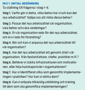 Fas 1, steg 1-8