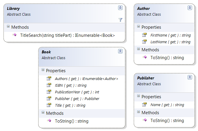 Databasfilen BooksDB.sdf läggs till som content som kopieras till enheten (default). Access till logiklagret sker helt via de abstrakta klasserna i LibraryLogic och en instans av LibraryLogicDB.