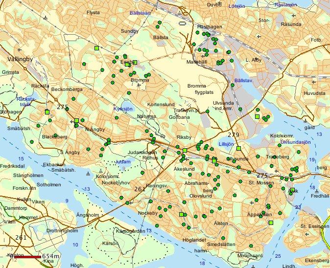 Kartan visar stöld av cykel under juni-augusti månad 2015. Totalt 199 stycken anmälda brott.