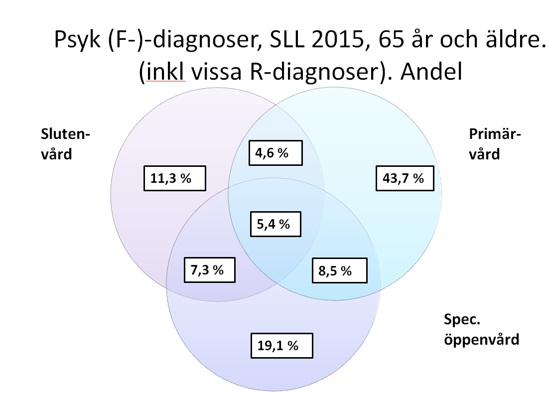 13 Källa VAL-databas, SLL Med slutenvård och specialiserad öppenvård avses all vård (både psykiatrisk och somatisk vård) Mestadels har de äldre med psykiatrisk diagnos, enligt tabell 2 och 3, vårdats