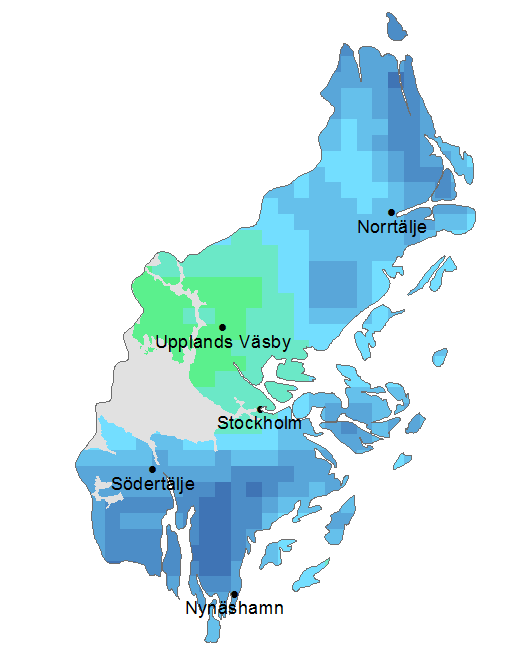 Maximal dygnsnederbörd under året (risk för