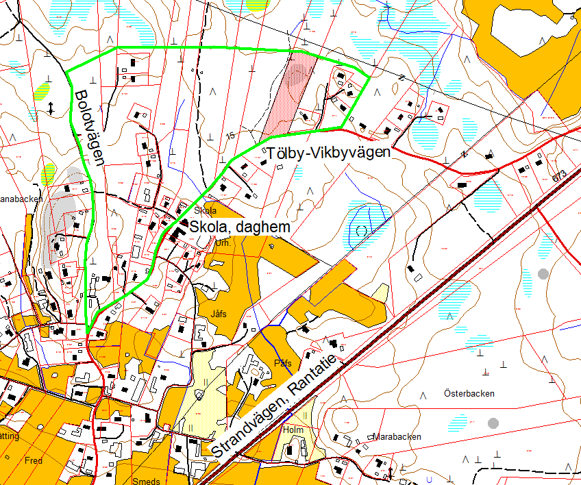 4 Bild 2. Planområdets ungefärliga avgränsning. 2.3 Genomförandet av detaljplanen Största delen av området är privatägt och detaljplanen förutsätter att kommunen ingår markanvändningsavtal med privata markägare innan detaljplanen godkänns.