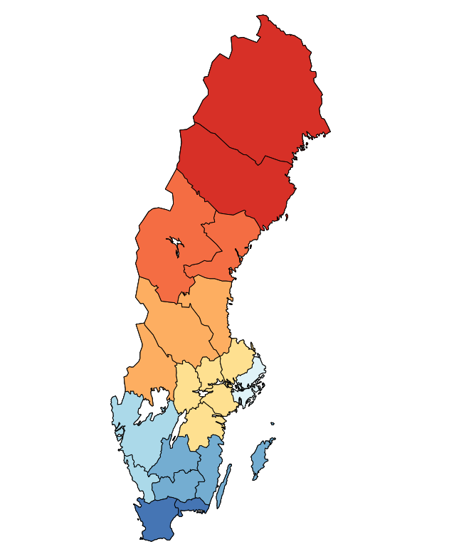 SOU 2016:48 En ändamålsenlig regional samhällsorganisation Strukturfonderna är indelade i åtta programområden. Övre Norrland består av Västerbottens och Norrbottens län.