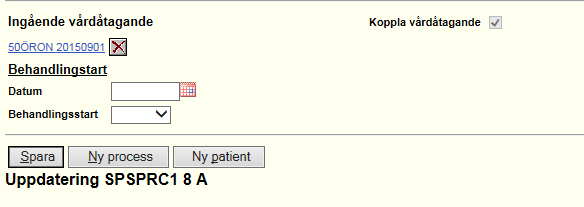 Fortsättning från föregående sida 4. Tryck på Ingående vårdåtagande 5. Ny info i vårdprocessen visas.