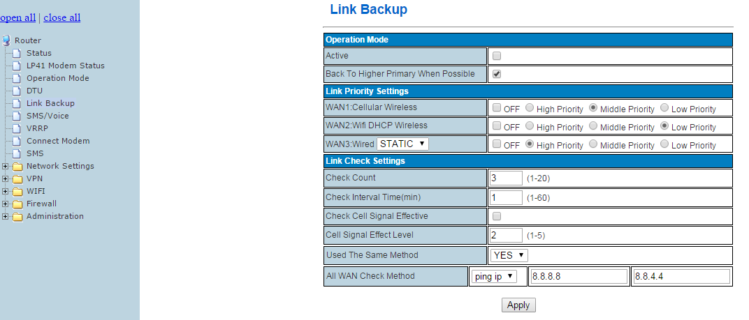 WAN-Failover WAN-Failover fungerar med flera ISP s för att säkerställa att du alltid har en etablerad internetanslutning.