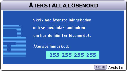 Använda lösenordsfunktionen Av säkerhetsskäl och för att förhindra olovlig användning finns det möjlighet att ställa in ett lösenord för projektorn. Du kan ange lösenordet på skärmmenyn.