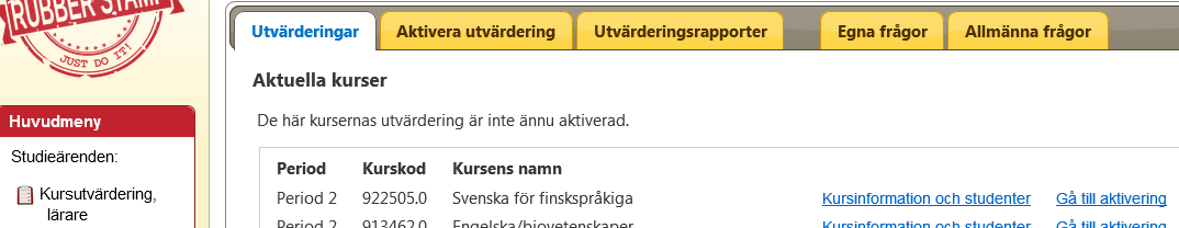 3. Gör så här då du skapar en kursutvärdering 3.1. Skapa egna frågor Klicka på fliken Egna frågor för att skapa egna frågor, antingen flervals-, ja-nej- eller fritextfrågor.