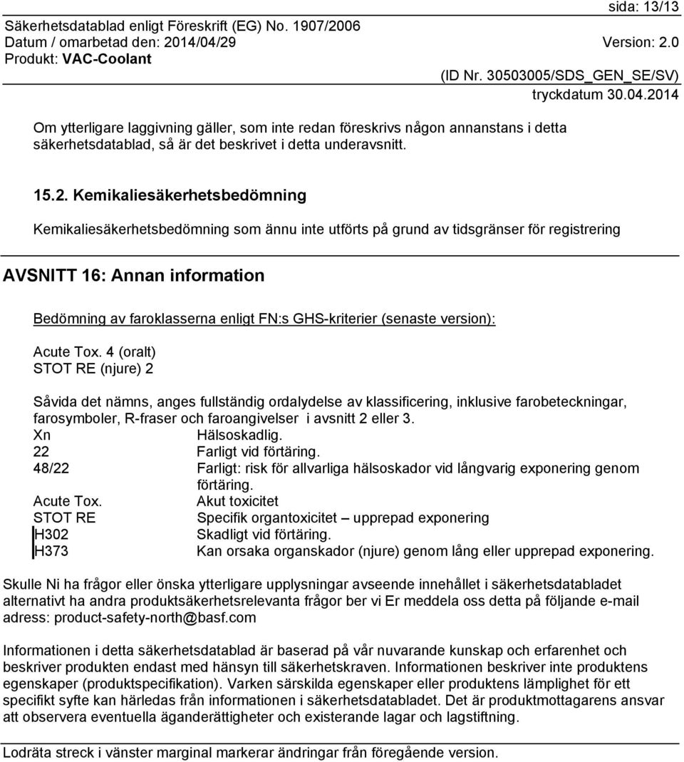 GHS-kriterier (senaste version): Acute Tox.