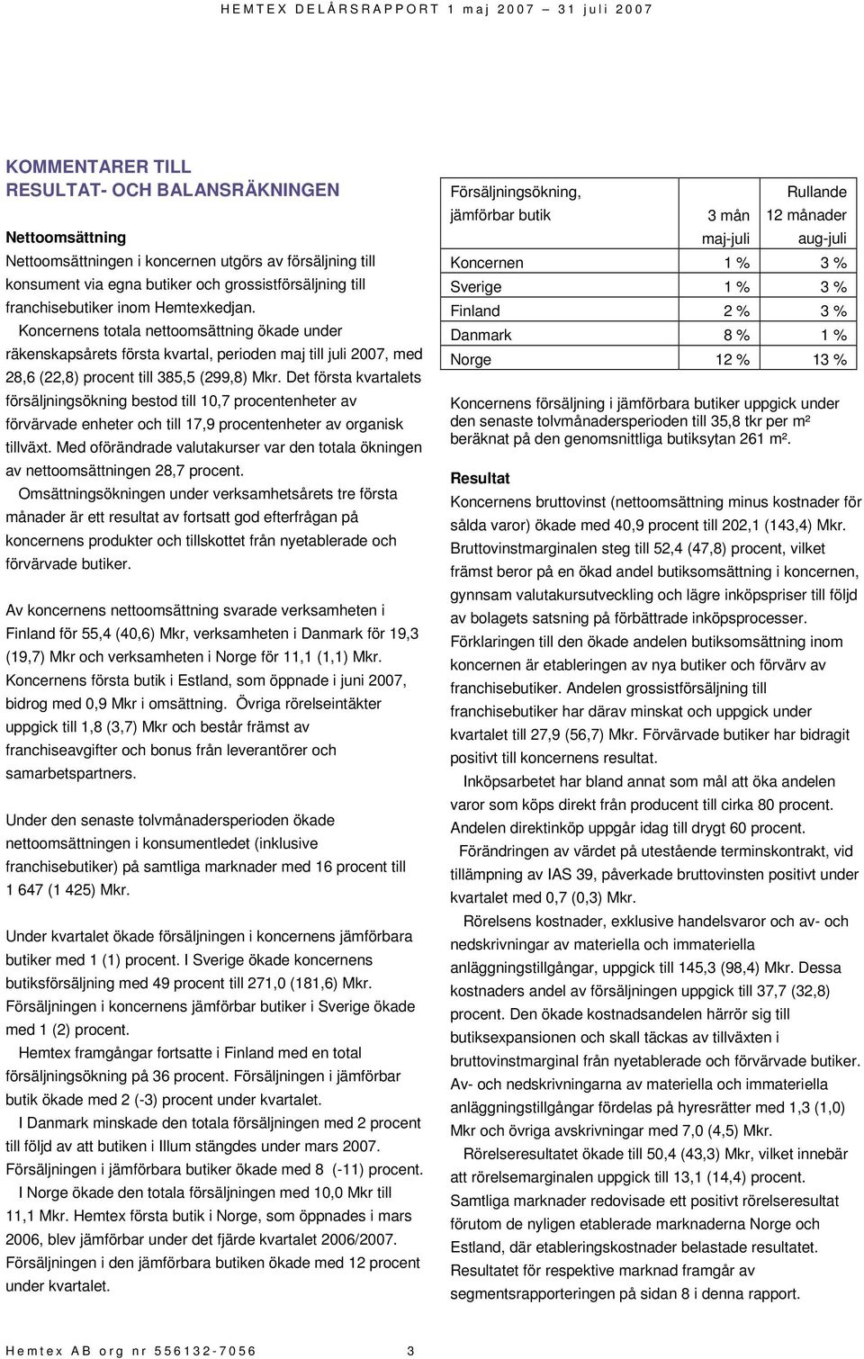 Det första kvartalets försäljningsökning bestod till 10,7 procentenheter av förvärvade enheter och till 17,9 procentenheter av organisk tillväxt.