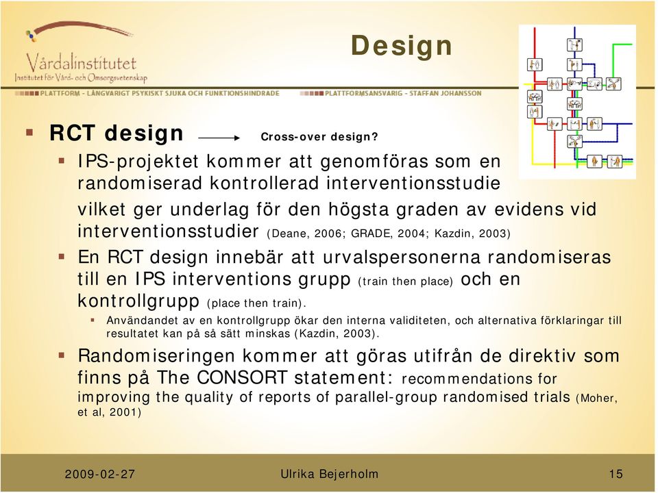 GRADE, 2004; Kazdin, 2003) En RCT design innebär att urvalspersonerna randomiseras till en IPS interventions grupp (train then place) och en kontrollgrupp (place then train).