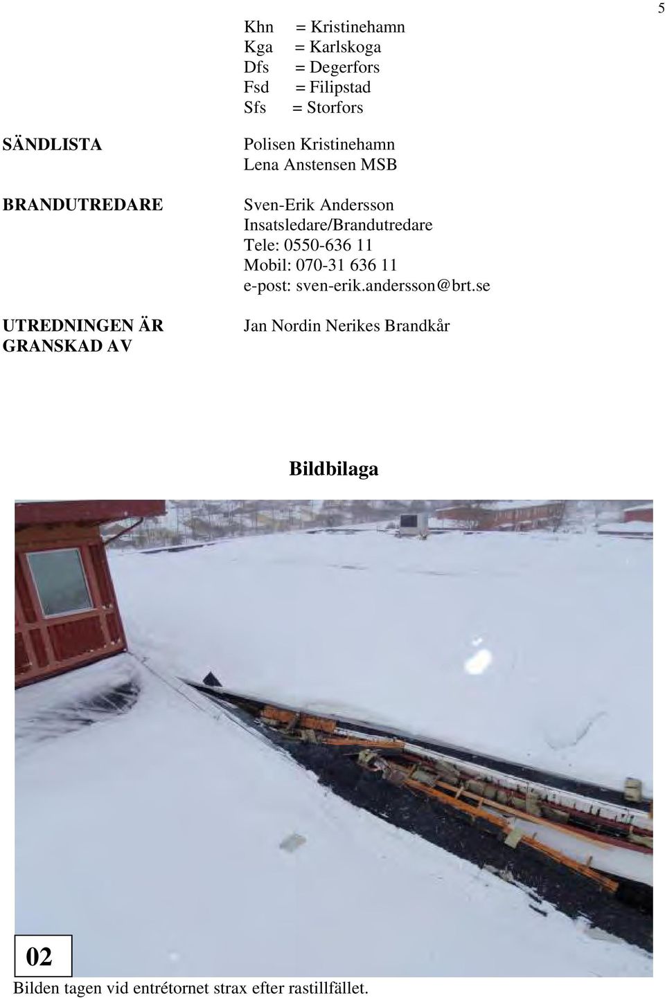 Andersson Insatsledare/Brandutredare Tele: 0550-636 11 Mobil: 070-31 636 11 e-post: sven-erik.