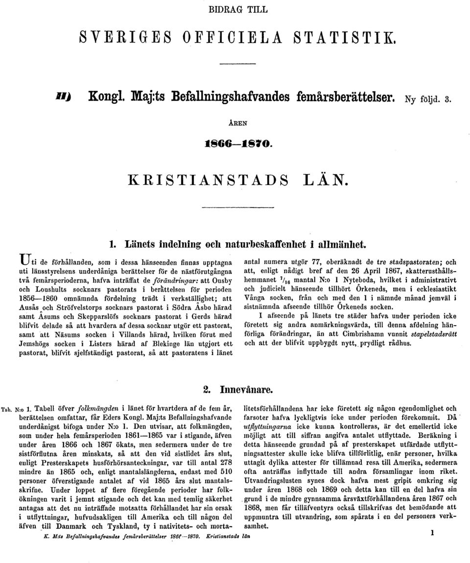 Loushults socknars pastorats i berättelsen för perioden 1856 1860 omnämnda fördelning trädt i verkställighet; att Ausås och Ströfvelstorps socknars pastorat i Södra Åsbo härad samt Asums och