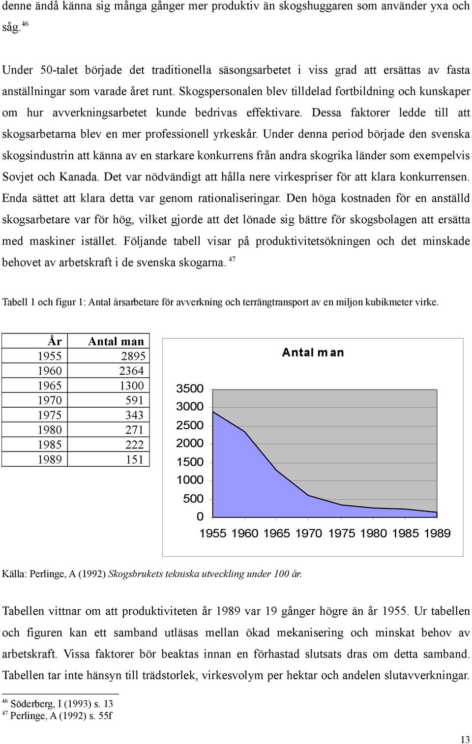 Skogspersonalen blev tilldelad fortbildning och kunskaper om hur avverkningsarbetet kunde bedrivas effektivare. Dessa faktorer ledde till att skogsarbetarna blev en mer professionell yrkeskår.