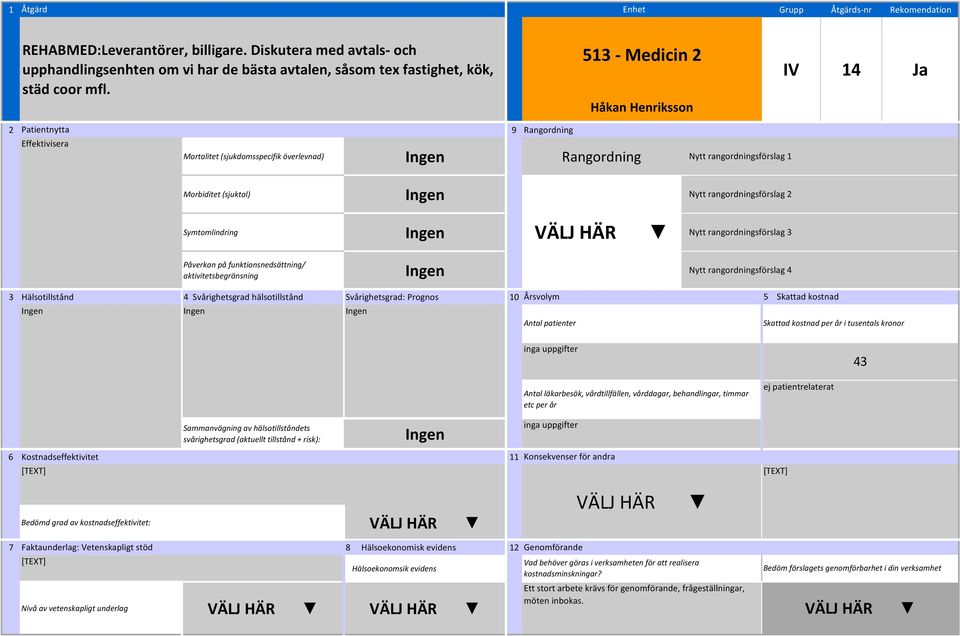 (sjukdomsspecifik överlevnad) Rangordning inga uppgifter 43 ej patientrelaterat inga