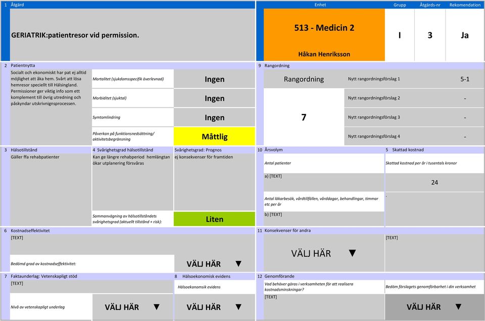 utskrivnignsprocessen Mortalitet (sjukdomsspecifik överlevnad) Rangordning 51 7 Gäller ffa rehabpatienter Kan ge längre