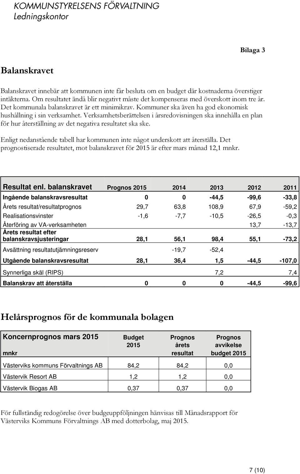 Verksamhetsberättelsen i årsredovisningen ska innehålla en plan för hur återställning av det negativa resultatet ska ske. Enligt nedanstående tabell har kommunen inte något underskott att återställa.