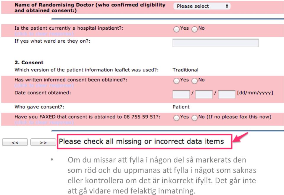 saknas eller kontrollera om det är inkorrekt