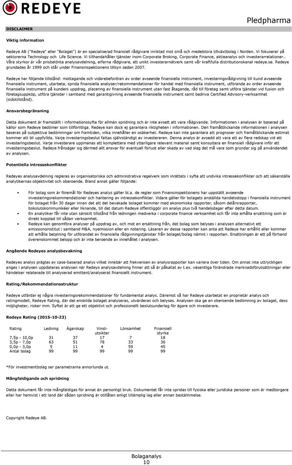 . Våra styrkor är vår prisbelönta analysavdelning, erfarna rådgivare, ett unikt investerarnätverk samt vår kraftfulla distributionskanal redeye.se.