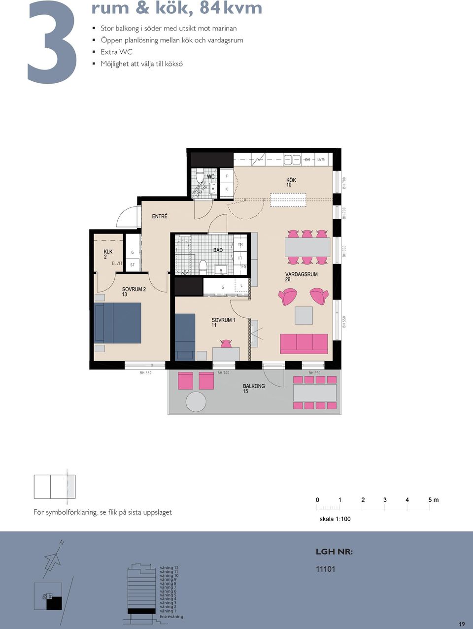 kök, 6 m² rum och kök, Balkong mot 6 m² S S KÖK HA BAD E TR É ETRÉ S E TR É åning tr