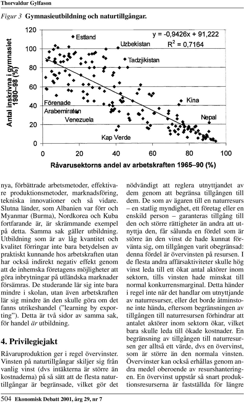 Utbildning som är av låg kvantitet och kvalitet förringar inte bara betydelsen av praktiskt kunnande hos arbetskraften utan har också indirekt negativ effekt genom att de inhemska företagens