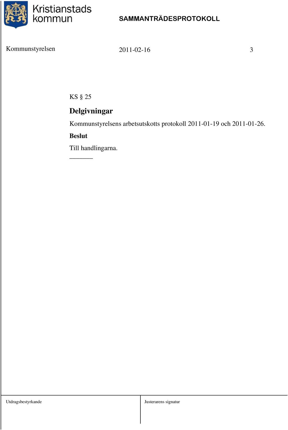 arbetsutskotts protokoll 2011-01-19
