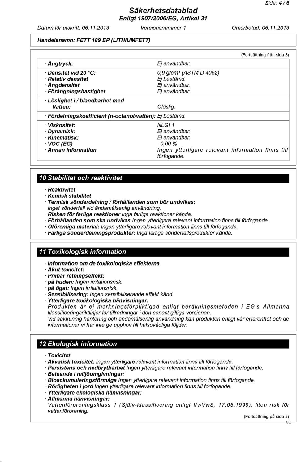 VOC (EG) 0,00 % Annan information Ingen ytterligare relevant information finns till förfogande.