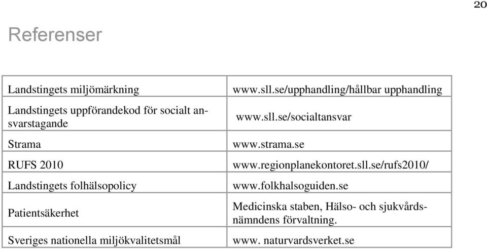 se/upphandling/hållbar upphandling www.sll.se/socialtansvar www.strama.se www.regionplanekontoret.sll.se/rufs2010/ www.