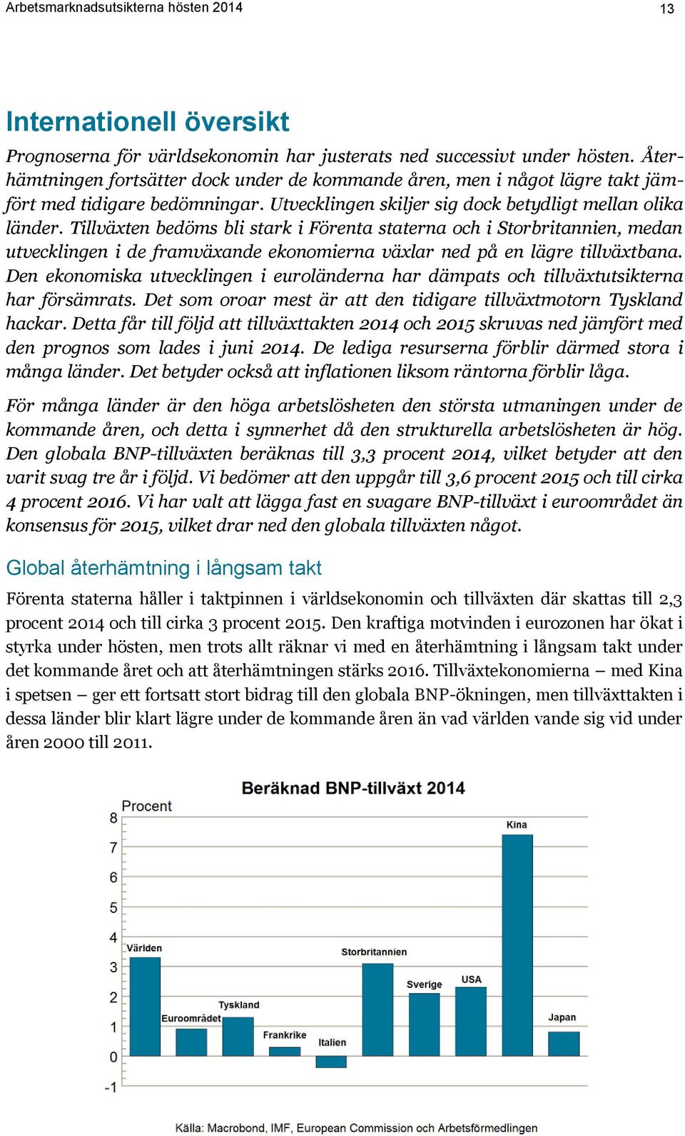 Tillväxten bedöms bli stark i Förenta staterna och i Storbritannien, medan utvecklingen i de framväxande ekonomierna växlar ned på en lägre tillväxtbana.