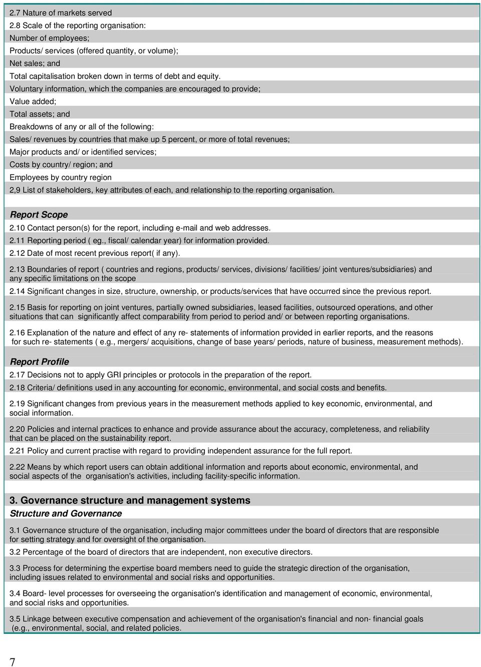 Voluntary information, which the companies are encouraged to provide; Value added; Total assets; and Breakdowns of any or all of the following: Sales/ revenues by countries that make up 5 percent, or