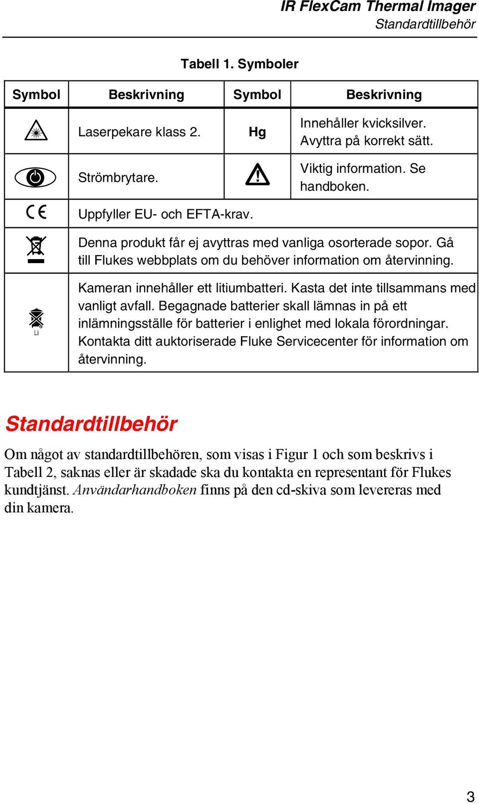 / Kameran innehåller ett litiumbatteri. Kasta det inte tillsammans med vanligt avfall. Begagnade batterier skall lämnas in på ett inlämningsställe för batterier i enlighet med lokala förordningar.