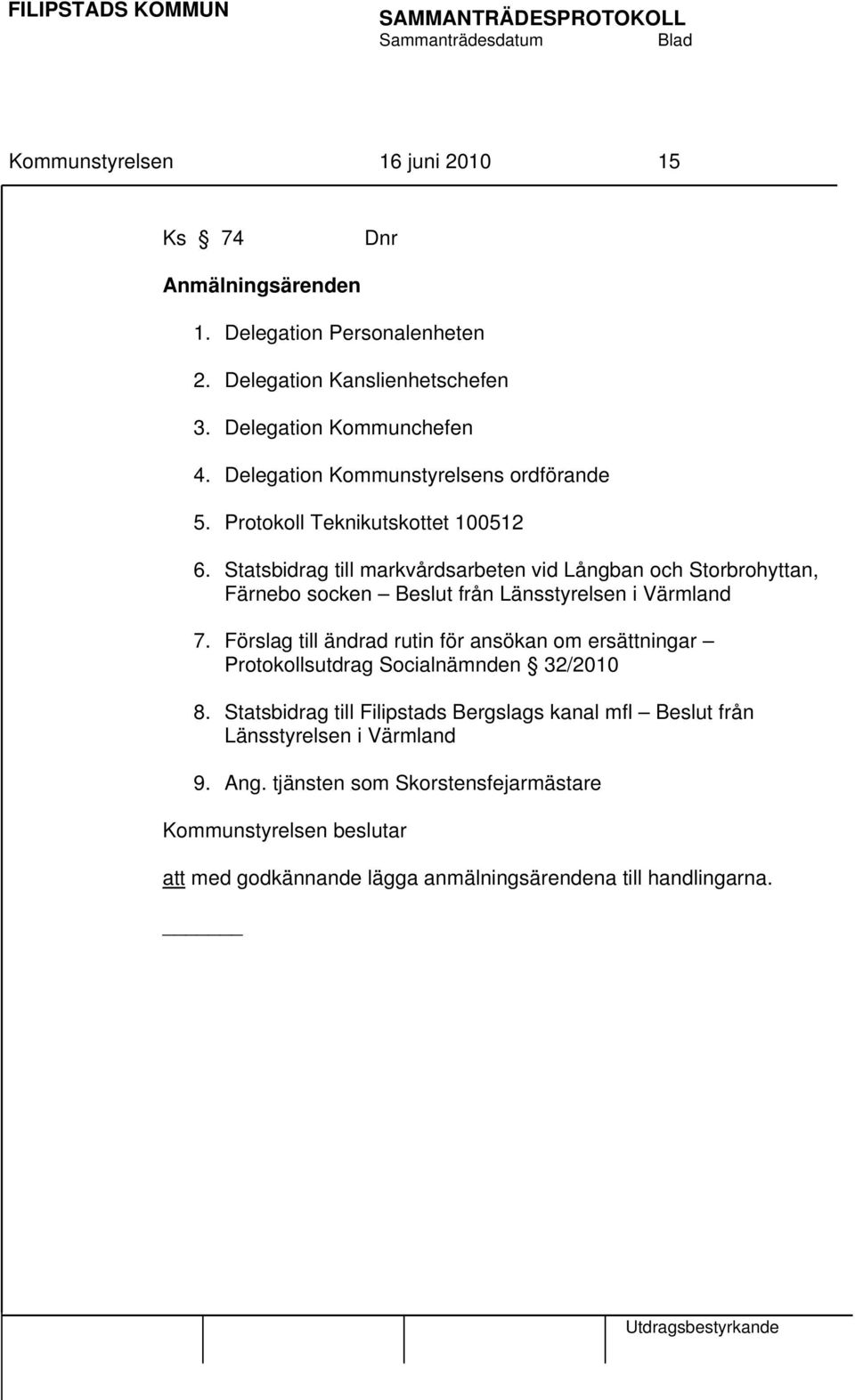 Statsbidrag till markvårdsarbeten vid Långban och Storbrohyttan, Färnebo socken Beslut från Länsstyrelsen i Värmland 7.