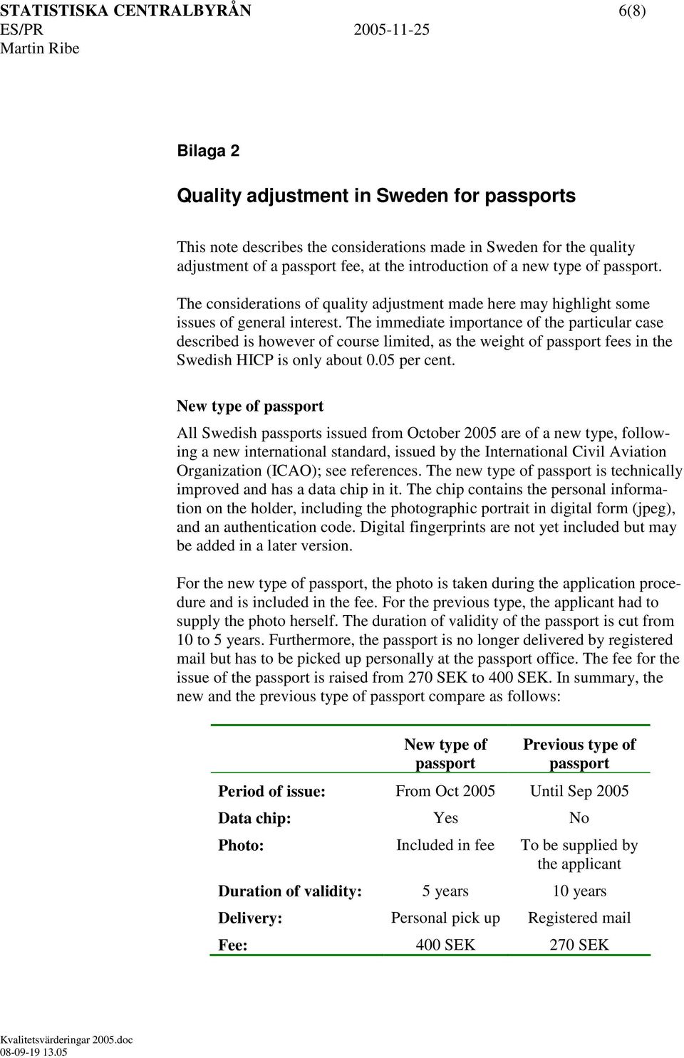 The immediate importance of the particular case described is however of course limited, as the weight of passport fees in the Swedish HICP is only about 0.05 per cent.