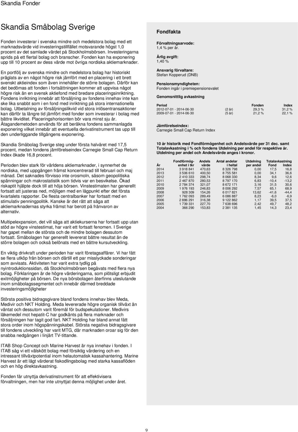 En portfölj av svenska mindre och medelstora bolag har historiskt präglats av en något högre risk jämfört med en placering i ett brett svenskt aktieindex som även innehåller de större bolagen.