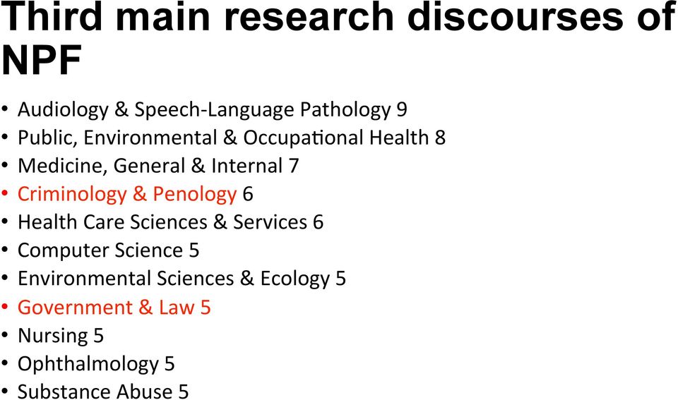 Criminology & Penology 6 Health Care Sciences & Services 6 Computer Science 5