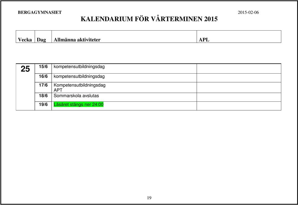 Kompetensutbildningsdag APT 18/6