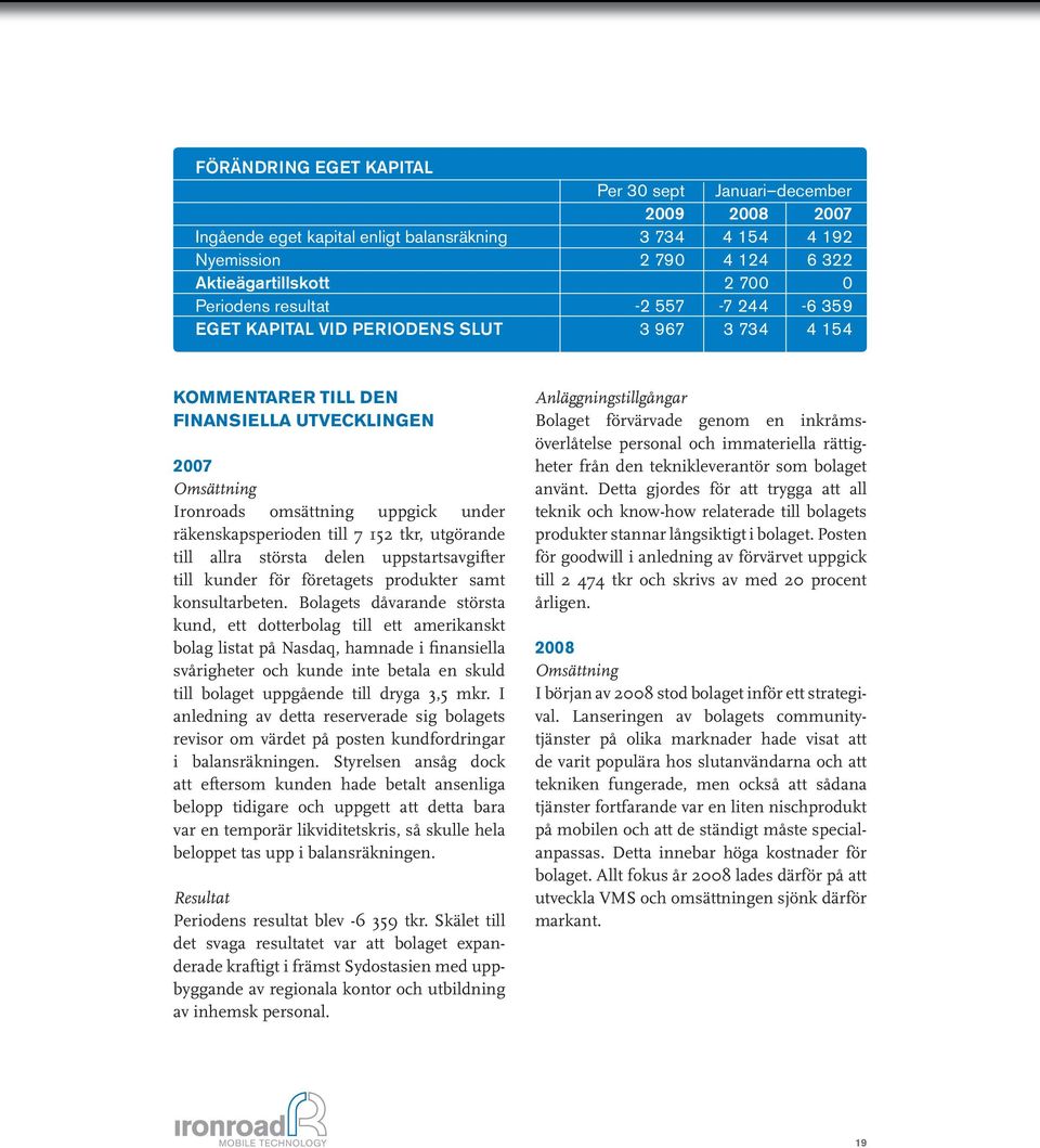 7 152 tkr, utgörande till allra största delen upp starts avgifter till kunder för före tagets produkter samt konsultarbeten.