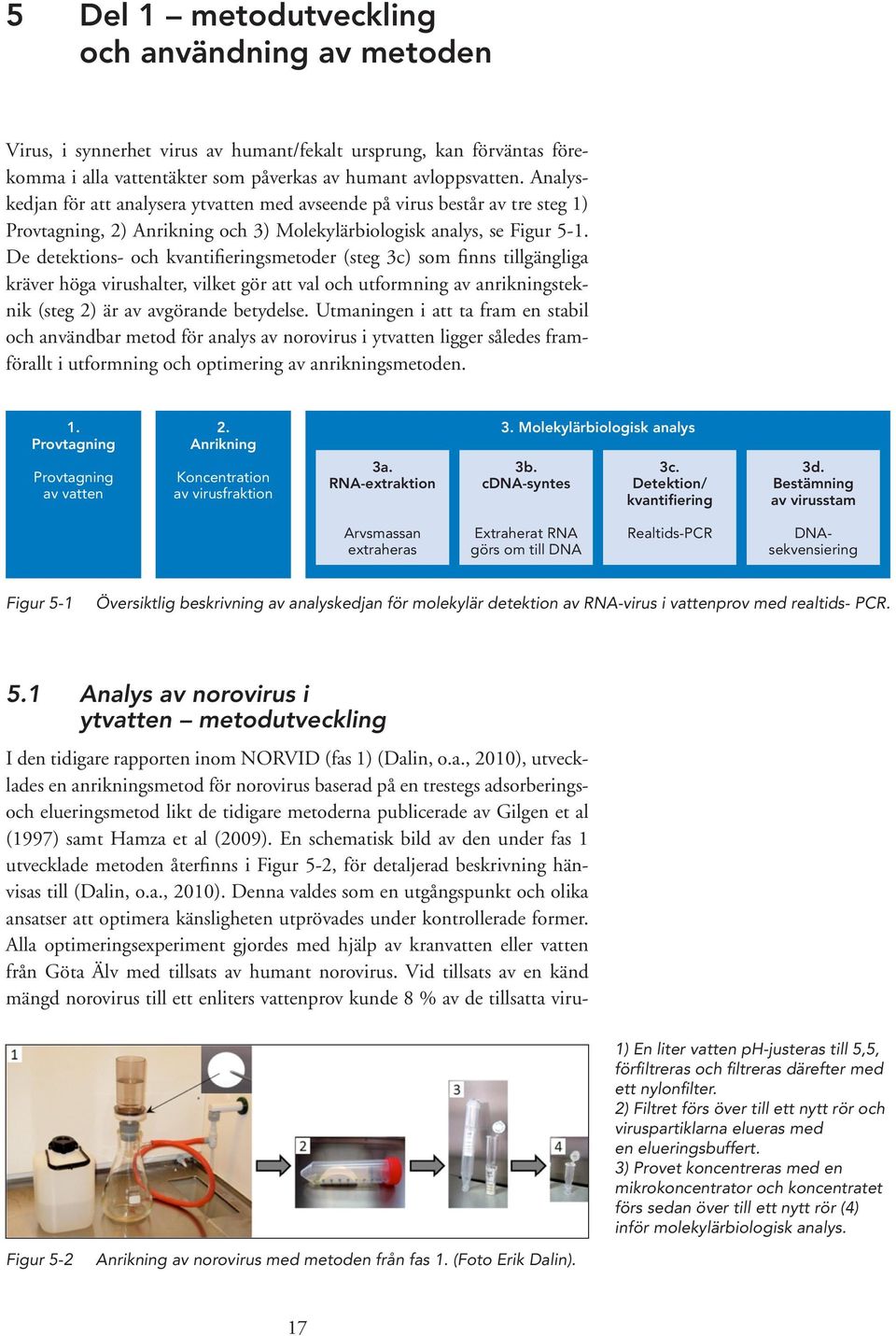 De detektions- och kvantifieringsmetoder (steg 3c) som finns tillgängliga kräver höga virushalter, vilket gör att val och utformning av anrikningsteknik (steg 2) är av avgörande betydelse.