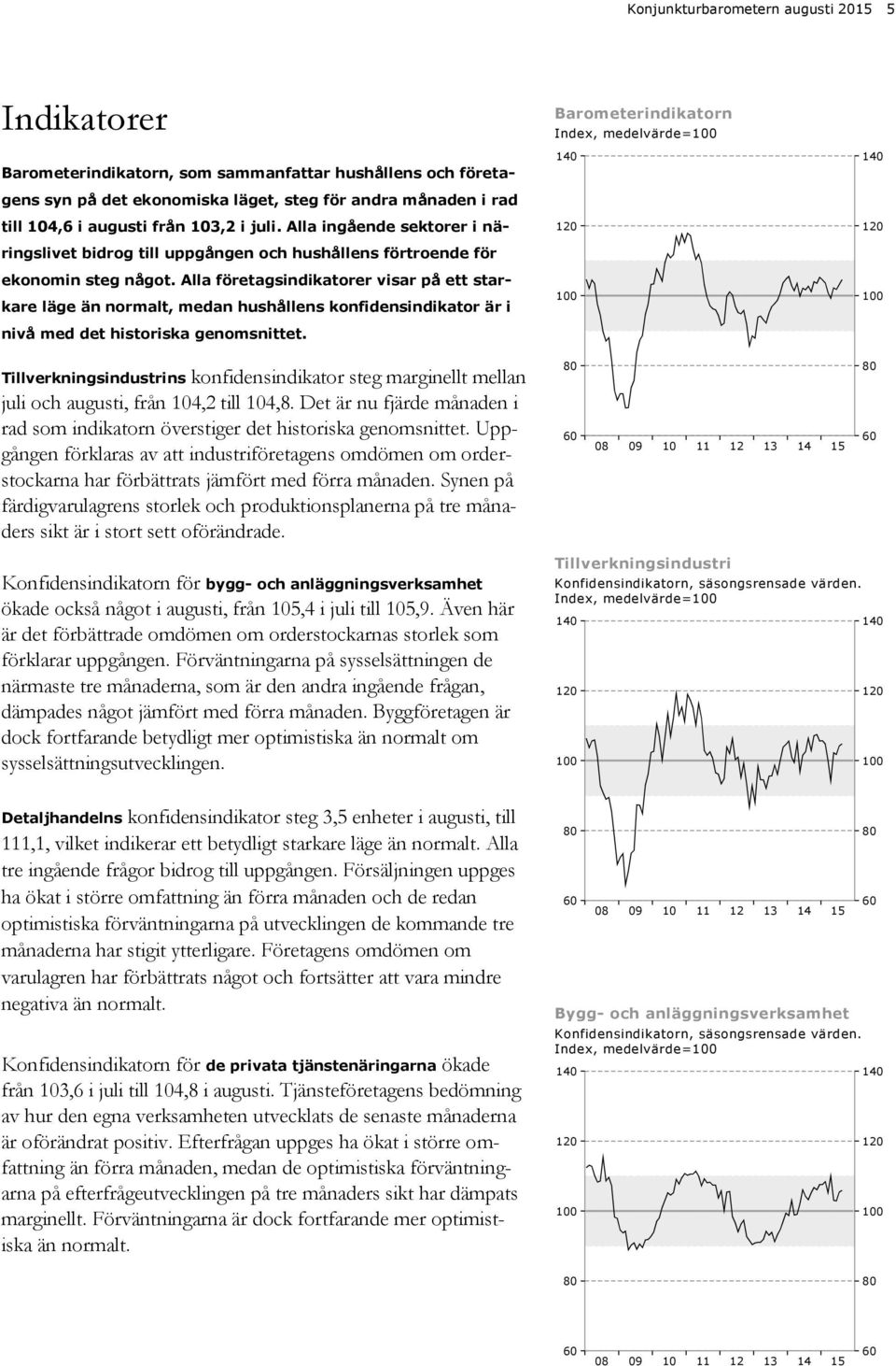 Alla företagsindikatorer visar på ett starkare läge än normalt, medan hushållens konfidensindikator är i nivå med det historiska genomsnittet.