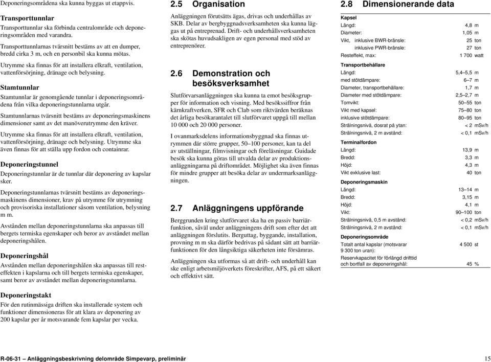 Utrymme ska finnas för att installera elkraft, ventilation, vattenförsörjning, dränage och belysning.