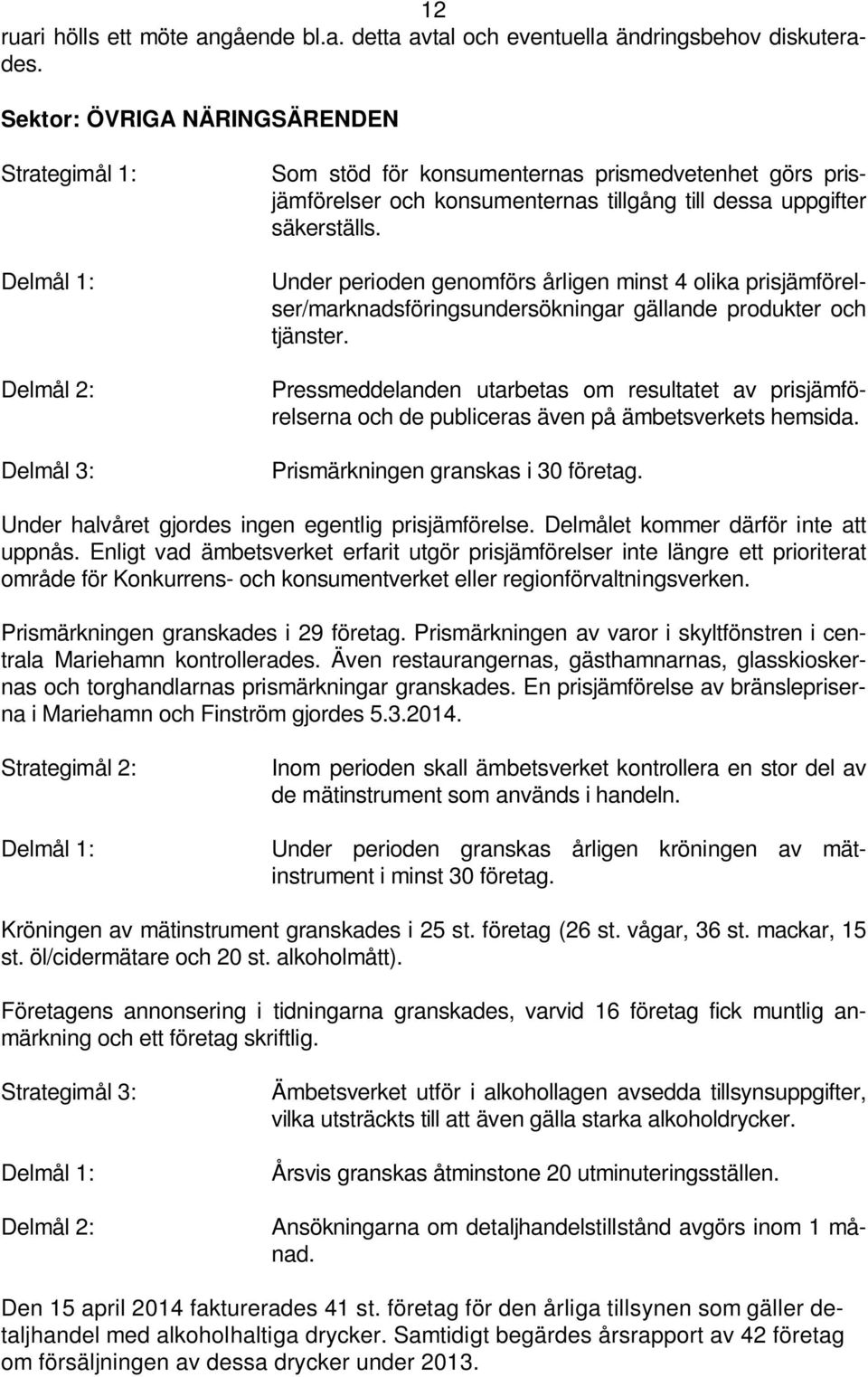 Under perioden genomförs årligen minst 4 olika prisjämförelser/marknadsföringsundersökningar gällande produkter och tjänster.