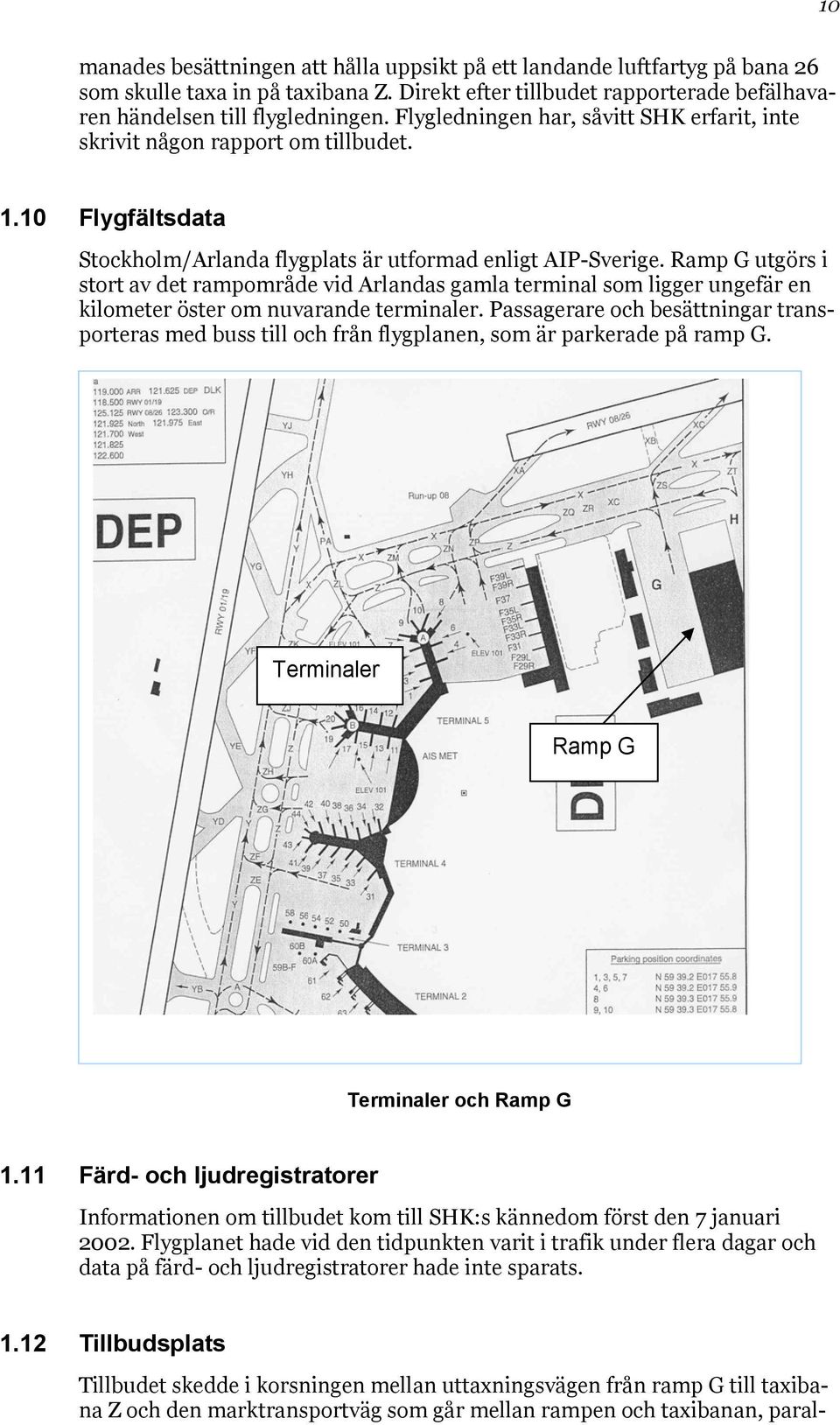 Ramp G utgörs i stort av det rampområde vid Arlandas gamla terminal som ligger ungefär en kilometer öster om nuvarande terminaler.