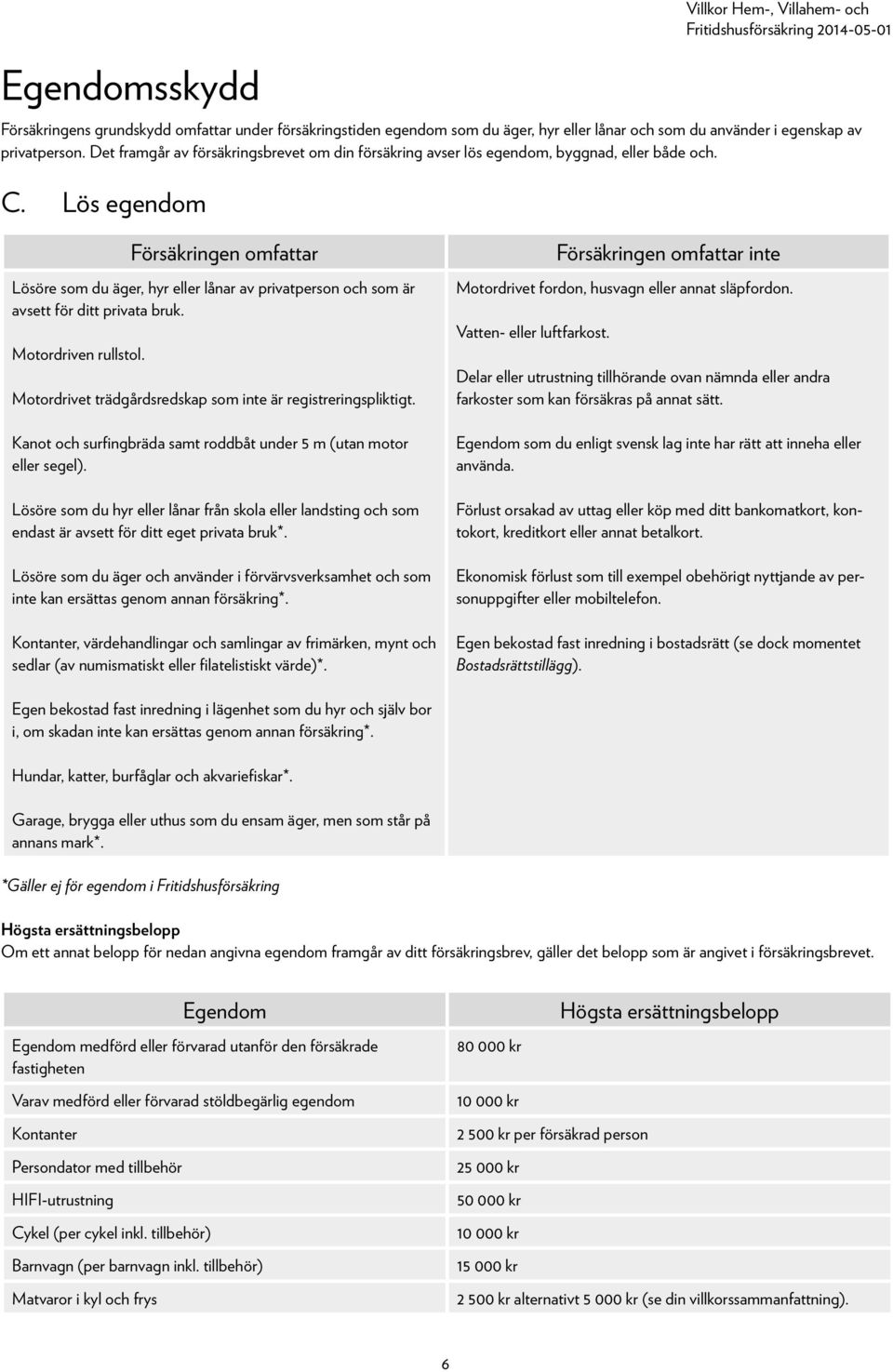 Lös egendom Försäkringen omfattar Lösöre som du äger, hyr eller lånar av privatperson och som är avsett för ditt privata bruk. Motordriven rullstol.