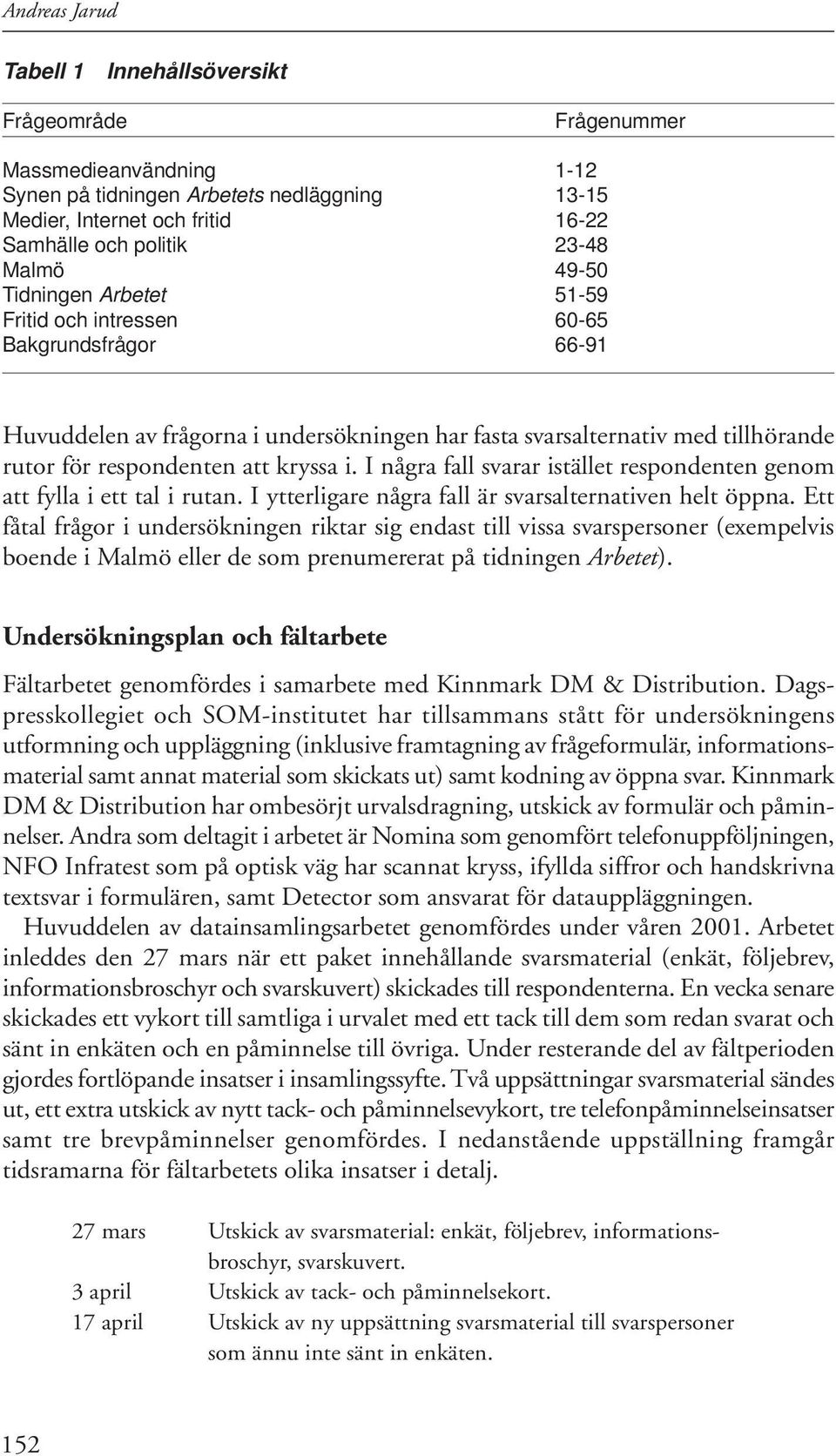 kryssa i. I några fall svarar istället respondenten genom att fylla i ett tal i rutan. I ytterligare några fall är svarsalternativen helt öppna.