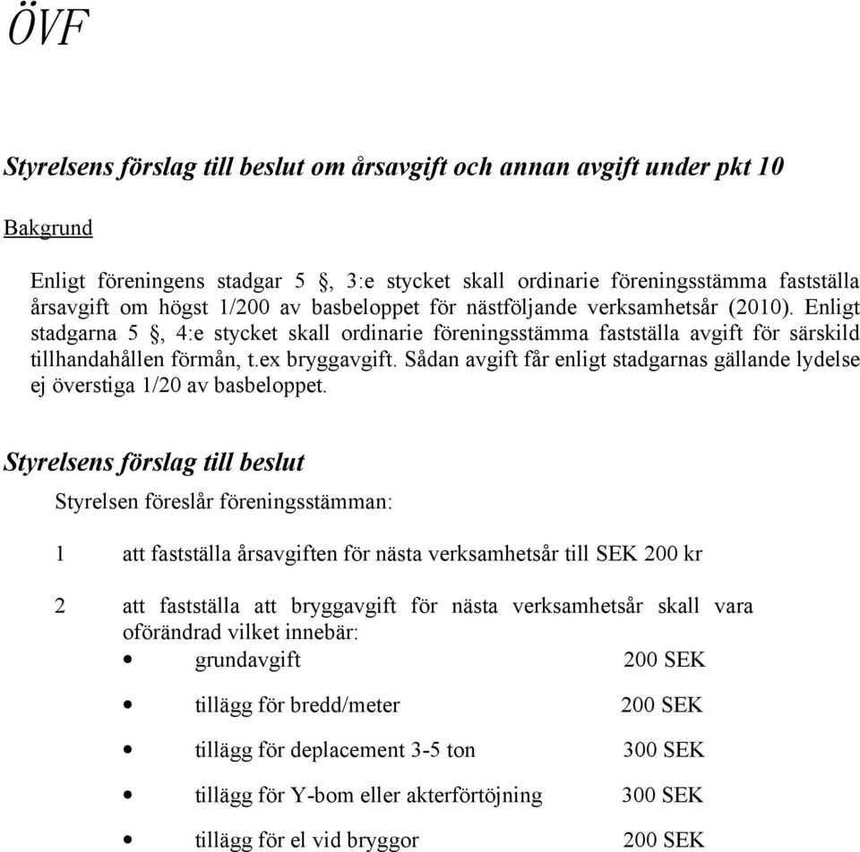 Sådan avgift får enligt stadgarnas gällande lydelse ej överstiga 1/20 av basbeloppet.